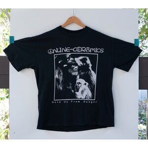 ONLINE CERAMICS Stop Animal Testing T-Shirt Black Vintage Size L